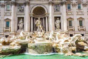 Trevi fountain and sculptures in Rome